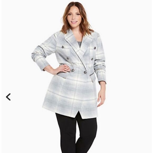 TORRID Wool Midi Plaid Coat - Size 2‎ - Picture 1 of 8